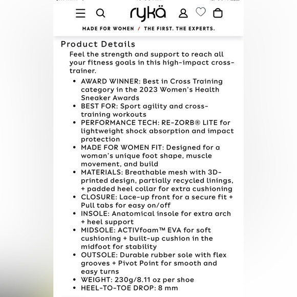 Ryka Women's Never Quit Training Performance Running Athletic Navy Sneakers 8.5 - Picture 13 of 13